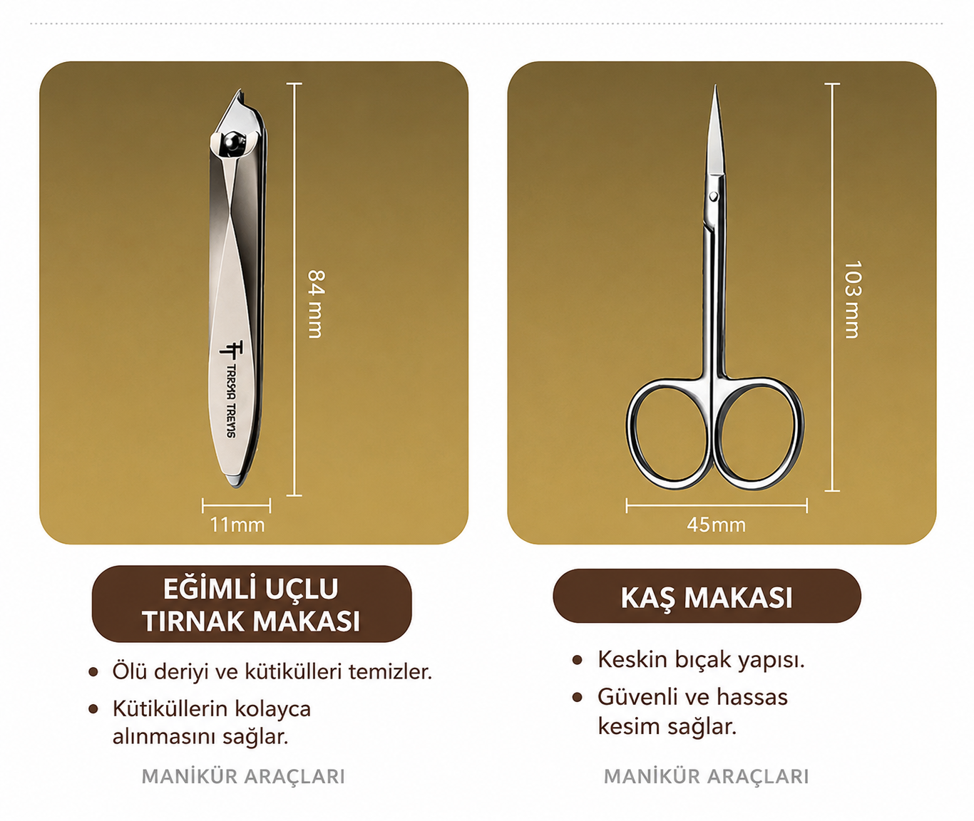 YTMS1752  7 Parçalı Profesyonel Manikür & Pedikür Çelik Bakım Seti Tırnak makası