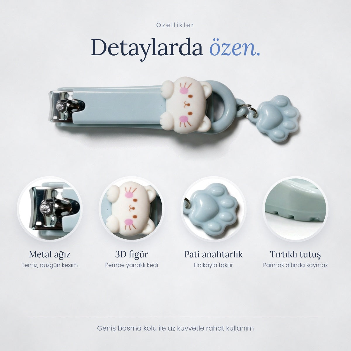 Çocuk Tırnak Makası Pembe Yanak Kedi YTMS1770